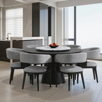 Italienischer moderner minimalisti scher Esstisch Stuhl Set Massivholz mit drehbarem Marmor-Plattenspieler mit kreisförmigem Essstil