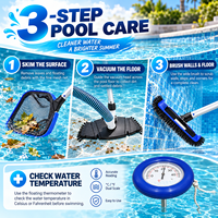 Kit de nettoyage professionnel pour piscine, pratique et facile à utiliser, avec aspirateur, brosse à décapant et bac de rangement transparent, pour l'entretien domestique de l'eau