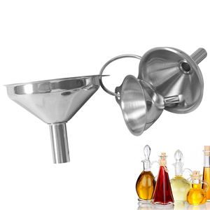Corong dapur corong baja tahan karat ukuran sedang kecil untuk botol pengisi dengan sikat pembersih - Product Image 4