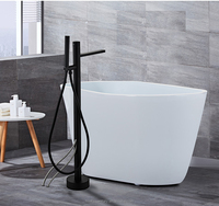 Robinet de baignoire sur pied en laiton noir mat avec bec pivotant et douchette à main, débit de 6,5 GPM