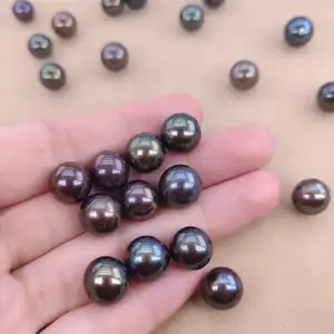 Perlas Tahitianas de Color negro para fabricación de joyas, naturales y reales, teñidas de agua dulce