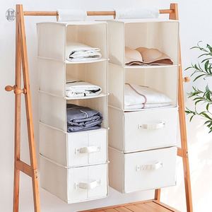 Organisateur de placard de chambre à coucher tridimensionnel en tissu de coton et de lin avec sacs de rangement inclus - Product Image 1
