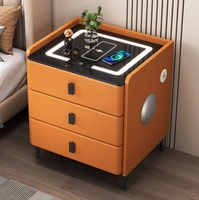 Table de chevet multifonctionnelle intelligente en bois massif, style minimaliste moderne, avec charge sans fil et éclairage LED intégré, idéale pour hôtel