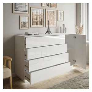 <strong>White</strong> High <strong>Gloss</strong> <strong>Chest</strong> <strong>of</strong> <strong>Drawers</strong> Wooden Clothes Storage Furniture - Product Image 4