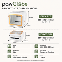 Séchoir pliable pour animaux de compagnie 1200W avec désodorisation à l'ozone et fenêtre de toilettage supérieure pour chats
