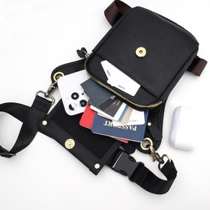 Riñonera Deportiva Vintage de Cuero Genuino Personalizada de Fábrica Boshiho para Senderismo, Bolsa de Pierna, Bolsa de Cintura - Product Image 3