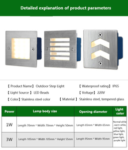 Lampes murales encastrées carrées IP65, AC220V 110V, extérieur, 3W, <span class=keywords><strong>LED</strong></span> encastrées, lampes encastrées souterraines - Product Image 6