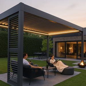 YOUYA NOUVELLE <span class=keywords><strong>Pergola</strong></span> extérieure en aluminium <span class=keywords><strong>Pergola</strong></span> de jardin bioclimatique motorisée avec porte <span class=keywords><strong>à</strong></span> volet roulant <span class=keywords><strong>à</strong></span> persiennes - Product Image 2