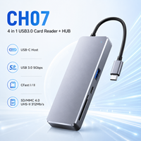Lector de Tarjetas 4 en 1 CFast 2.0 SD 4.0 Tipo C USB 3.0 HUB de Aluminio UHS-II 312MB/s, Adaptador de Base para Tarjetas de Memoria para Cámara y PC