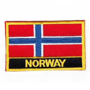 Op Maat Geborduurde Norway Patches Ijzeren Patches Voor Kleding Op Maat Borduurvlagpatch
