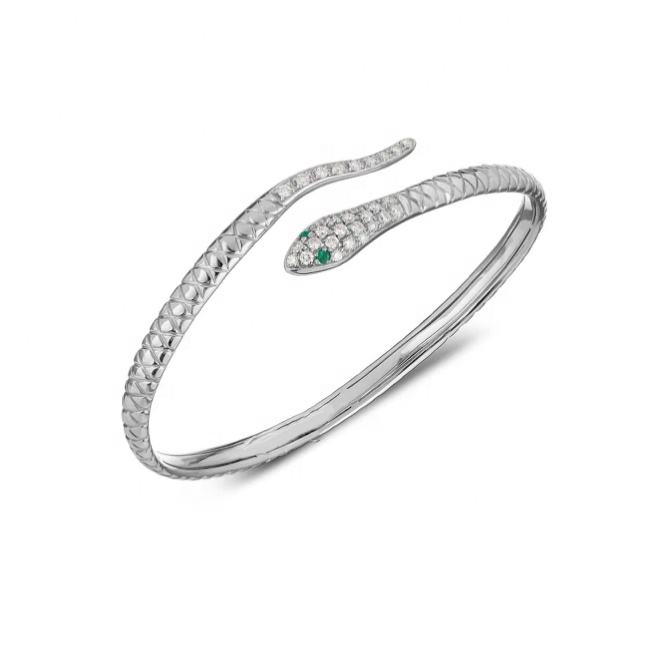 LOZRUNVE Bracelet Serpent en Argent Sterling 925 Mode Emeraude CZ