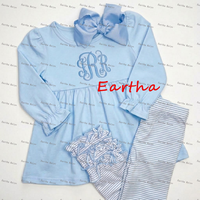 Ensemble de vêtements pour bébés filles, leggings rayés à trois volants, tunique à manches longues, tenues pour enfants