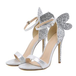 Nouvelles sandales d'été 2025 européennes et américaines à talons aiguilles argentés, à bout ouvert, pour femmes, idéales pour l'extérieur - Product Image 2