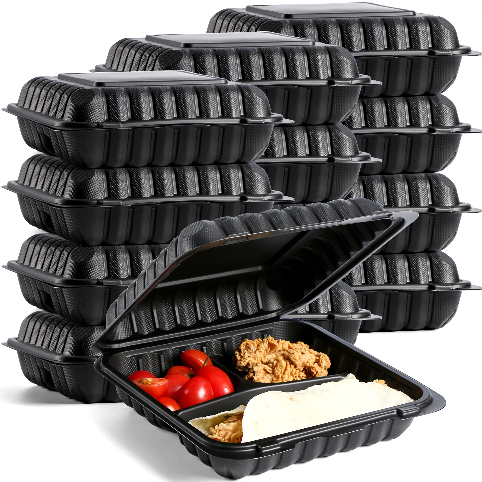 YANGRUI 803 34oz préparation de repas en plastique à emporter conteneurs de restaurant à charnière portables avec couvercles boîte à emporter à clapet jetable