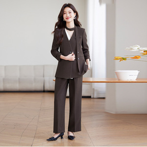 Women's Suit Set Solid Color Asymmetry Design Anti-Wrinkle Polyester Two-Piece Professional Casual Wear Spring Autumn - Product Image 3
