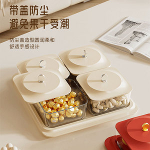 Fruit Platter With Lid 4 Compartments Rectangle <b>Storage</b> <b>Tray</b> For Home Living Room Coffee Table Snack Candy Box - Product Image 4