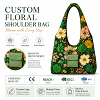 Sac à bandoulière personnalisé pour femme, imprimé floral, sac à main léger, sac de shopping avec poche avant