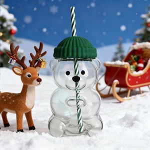 Jarra Mason con Asa, Vaso para Beber Bebidas, Jarras Mason Reutilizables <span class=keywords><strong>de</strong></span> 500 ml, Vaso para Beber Leche, Jugo, Oso, para el Verano - Product Image 6