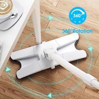 Serpillère à pression avec seau, manche en fer et tampon en microfibre pour l'élimination de la poussière domestique, des poils d'animaux et des taches au sol