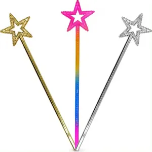 Star Wand Angel Fairy Princess Magic Stick Halloween Birthday Party Decorations 13 Inches Gold Silver Rainbow star wand