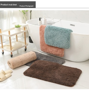 พรมเช็ดเท้าห้องน้ำไมโครไฟเบอร์เนื้อนุ่มสีพื้น ดูดซับน้ำได้ดี ด้านหลังเป็น TPR กันลื่น หนานุ่มพิเศษ หรูหรา - Product Image 5