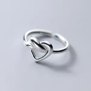 Silver Ring Jewelry S925 Female Simple Sweet And Lovely Temperament Knot Love Hand Ring