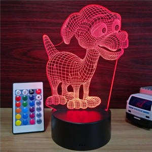 Lampe à illusion 3D fantaisie en forme d'animal, lumière LED de nuit de Noël, adorable chien, lampe de bureau tactile, changement de couleur avec câble USB, cadeau pour enfants - Product Image 2