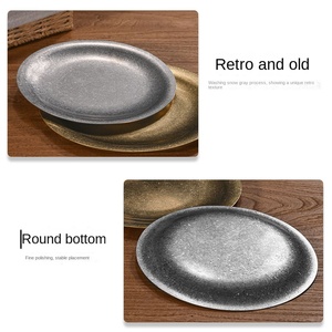 Assiette à dessert en acier inoxydable de style industriel américain vintage Yolecen, motif solide, pour café, gâteau, dessert, barbecue commercial - Product Image 4
