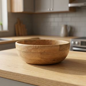 Bol à mélanger et à servir en bois de manguier naturel, fait main, élégant et polyvalent, idéal pour salades et soupes, prix export. - Product Image 6