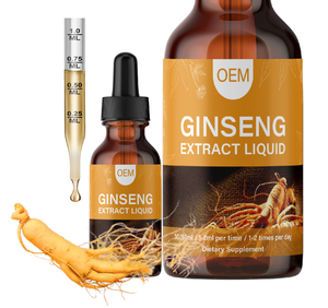 OEM Herbal Supplements energia Coreano <span class=keywords><strong>Red</strong></span> Panax <span class=keywords><strong>Ginseng</strong></span> Root <span class=keywords><strong>Extract</strong></span> <span class=keywords><strong>Ginseng</strong></span> Liquid Drops Bebidas energéticas para suporte à imunidade - Product Image 1