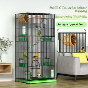 Maison de luxe grande hauteur perroquet Cage à oiseaux grande Villa fer Construction métal oiseau Wren Cage écologique grande Cage d'élevage - Product Image 2