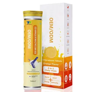 Nóng bán canxi 500mg & Vitamin D3 Viên sủi 20 viên để hỗ trợ cơ xương chắc khỏe cho người lớn-không phải phụ nữ mang thai