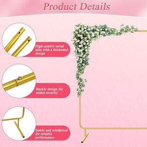 Support de fond carré en métal doré réglable, kit de cadre pour ballons de mariage, base pour décorations de fête - Product Image 3