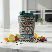 Mug de voyage isotherme en acier inoxydable de 12 oz avec logo personnalisé, couvercle anti-fuite, idéal pour le camping