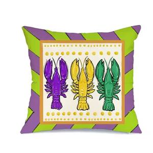 Funda de Almohada HLC Mardi Gras Zone con Diseño de Flor de Lis, Fundas de Almohada con Cuentas de Mardi Gras, Máscara, Corona, Diseño de Langosta, Decoración - Product Image 5
