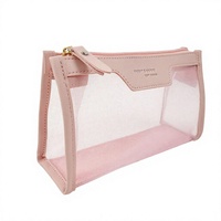 Pochette de maquillage transparente légère et portable en PVC et nylon, grande capacité, personnalisable, couleur tendance, faible MOQ, haute qualité