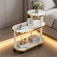 Table d'appoint de luxe légère avec plateau en pierre frittée à motif marbre et étagère de rangement en bois massif, table d'appoint pour canapé de salon