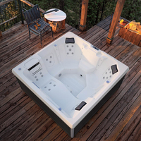 Jacuzzi de luxe autoportant Hydro Massage Bain à remous Spa Baignoire Acrylique Bain à remous extérieur avec lumière de couleur LED