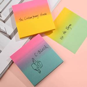 Gradient Color Reusable Sticky Paper Notes Transparent PET Waterproof 7.5x7.5cm Customizable Student Stationery <b>Memo</b> <b>Pad</b> - Product Image 4