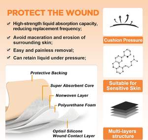 <span class=keywords><strong>Pansement</strong></span> en mousse de silicone adhésif 15cmx15cm avec bordure en silicone, durée de vie 3 ans, pour talon - Product Image 2