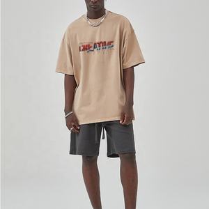 T-shirt en coton 100% surdimensionné à coupe ample et style court, poids lourd 300GSM, impression DTG personnalisée avec logo pour homme, vente en gros - Product Image 1