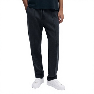 Pantalon de survêtement gris en coton pour homme, taille élastique avec cordon de serrage, décontracté, pour l'automne - Product Image 2
