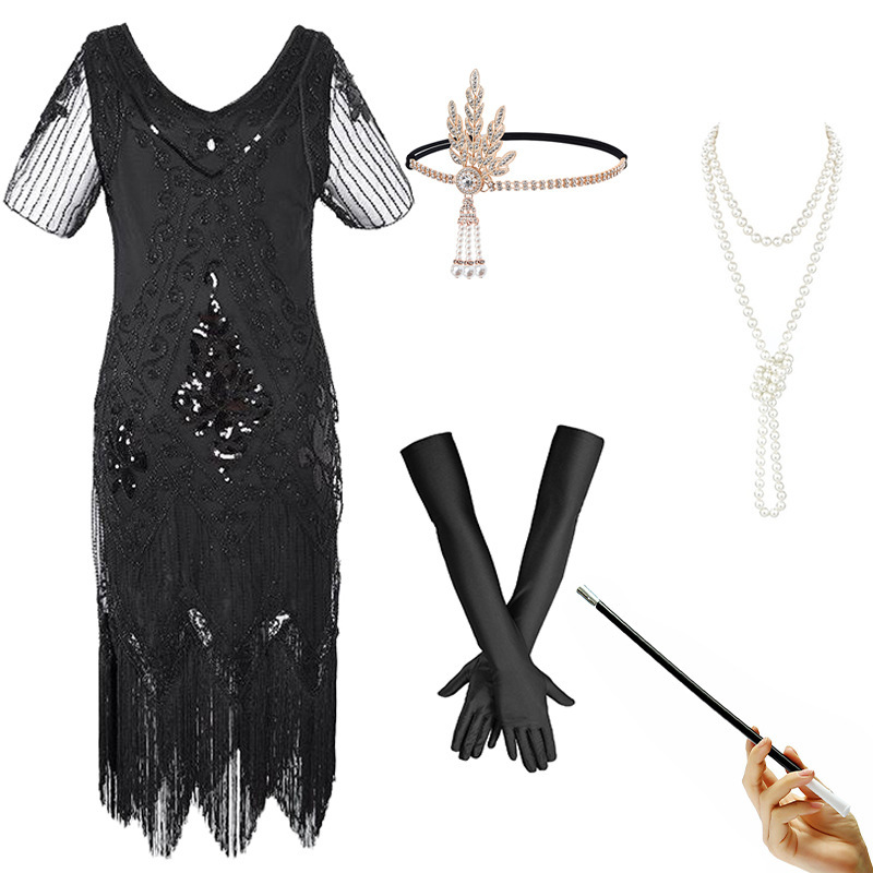 Pure black dress accessory set