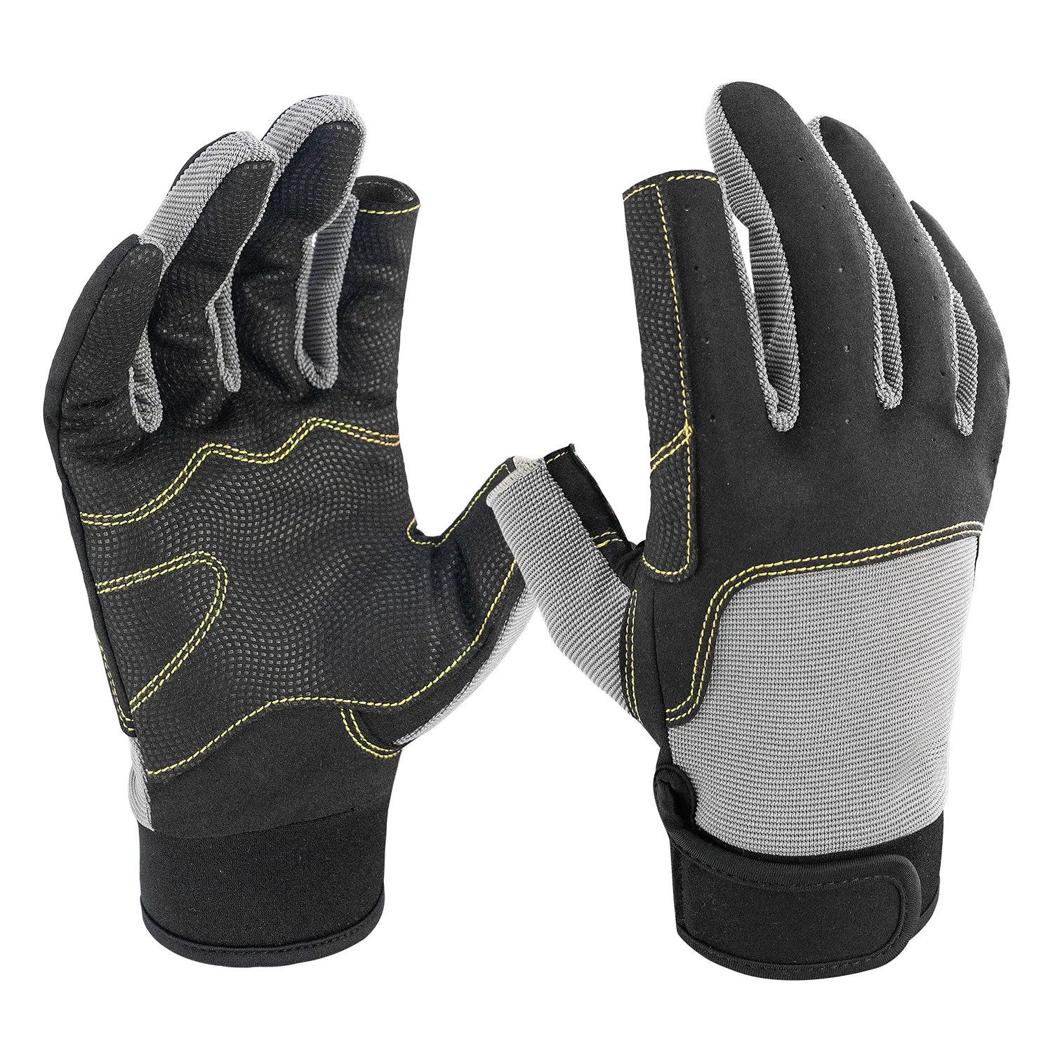 Black Grey Sailing Gloves Vented Comfortable Soft Boating Gloves Specialize Manufacturer Custom Wholesale