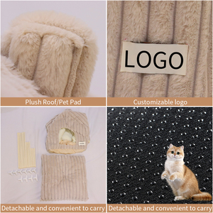 เตียงแมวกระต่ายผ้ากำมะหยี่ลายพื้นสำหรับซักได้บ้านสุนัขอบอุ่นในร่มสำหรับแมวและสุนัข - Product Image 5