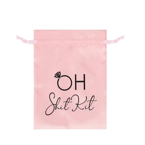 Eco Friendly Recyclable Custom Logo Printed Pink <strong>Satin</strong> Drawstring Bag For Wedding Gift Hair Shoe Packaging Soft <strong>Pouch</strong> Bag - Product Image 2