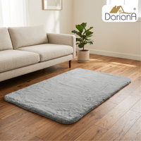 Tapis d'intérieur en fausse fourrure DarianA, rectangulaire, gris, antidérapant, pour salon, 60x120 cm