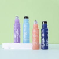 Flacon roll-on 10 ml en verre mat coloré imprimé macaron, recharge de parfum, flacon d'huile essentielle pour massage