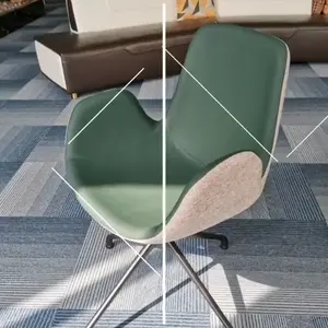 Home Office Italian Minimalist Modern Style Leisure Lounge Swan Shape PU Backest Swivels Desk Chair