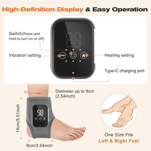 Masseur de pieds sans fil rechargeable par USB, ceinture de massage pour la cheville avec compresse chaude et vibration pour la fasciite plantaire - Product Image 3